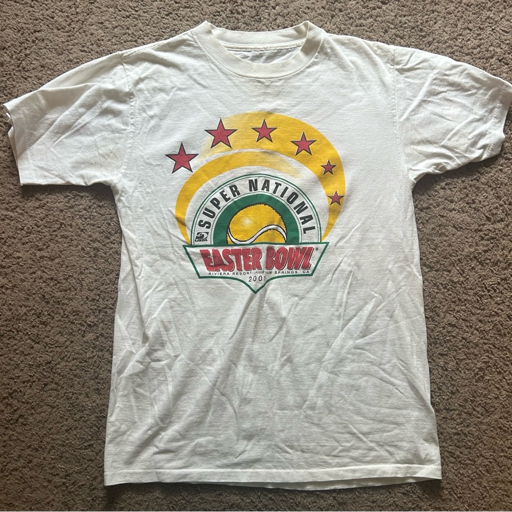 Vintage White Super National Easter Bowl Tennis Tournament Tshirt US Open